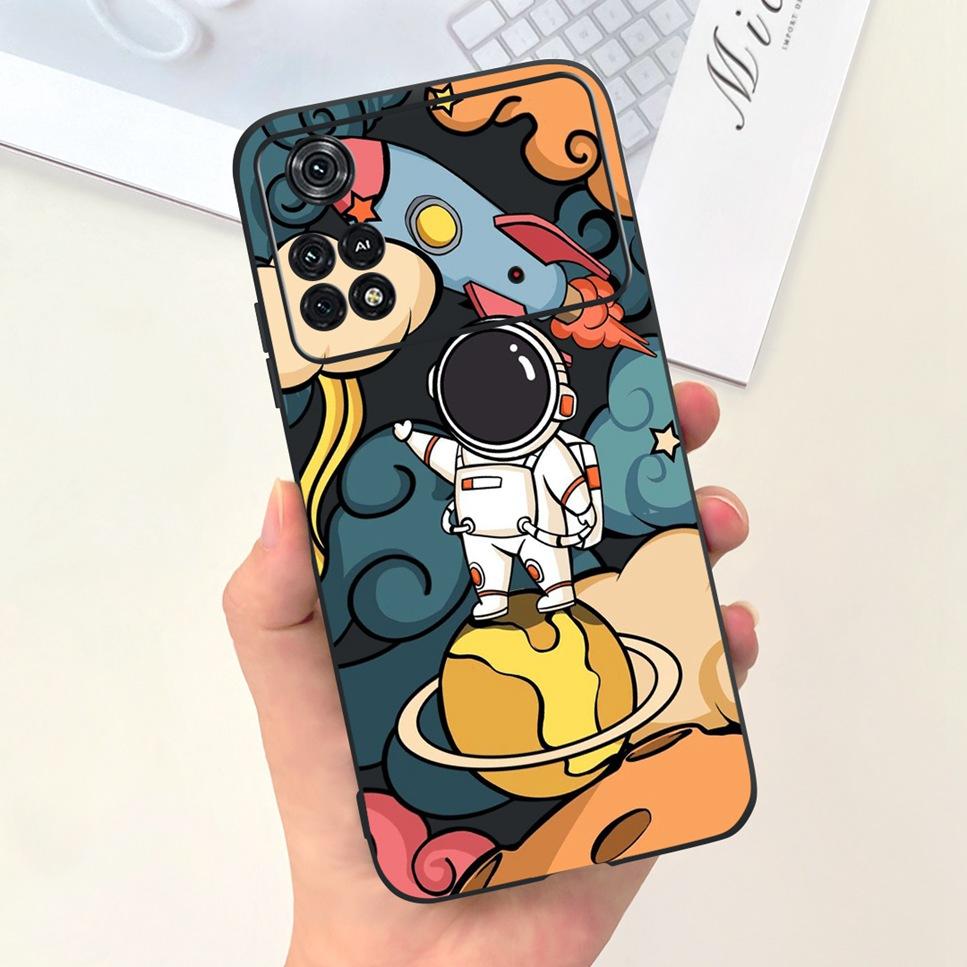For Xiaomi Poco M4 Pro 4G Case Little Daisy Astronaut Pattern Soft Silicone Covers For Xiaomi Poco M4Pro 6.43"Bumper Phone Cases