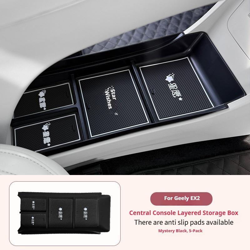 For Geely EX2 Car Layered Storage Box Below The Central Control Armrest Box Tray Storage Device Automotive Interior Accessories