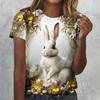 Летний топ с круглым вырезом и 3D-принтом в виде цветов, животных и кроликов, модные повседневные женские футболки с короткими рукавами