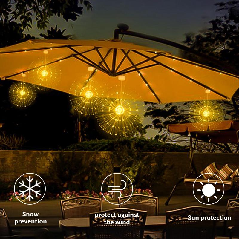 5 шт. 300 светодиодов солнечные фонари фейерверки пульт дистанционного управления таймер 8 режимов затемнения водонепроницаемый подвесной тент для вечеринки на патио гирлянда