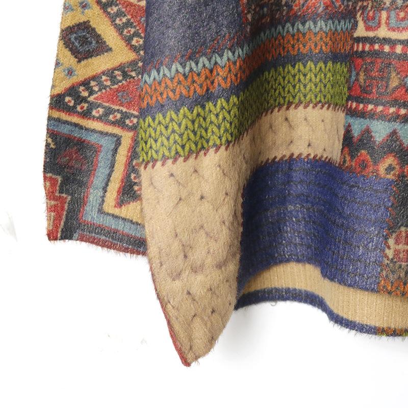 Dimanaf 2024 Новые свитера Пуловеры O-образный вырез Женские свитера Цветочный вязаный узор Печать Свободный свитер