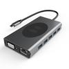 Type C Docking Station Dual HDMI USB Hub with 15W Wireless Charger Multi Port Expander