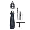Hand Drill Carbon Steel Manual Crank Drill with Chuck Key and 5pcs Drill Bit for Plastic Wood