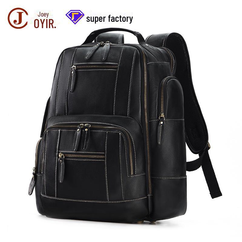 Мужской большой рюкзак из натуральной кожи Crazy Horse - Вместительный, в деловом повседневном стиле