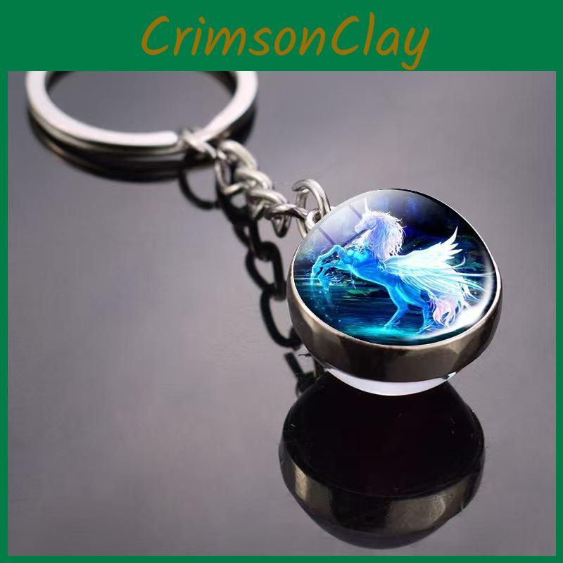 Украшения с узором единорога с круглым шармом из цинкового сплава и стекла для подарка и повседневной носки