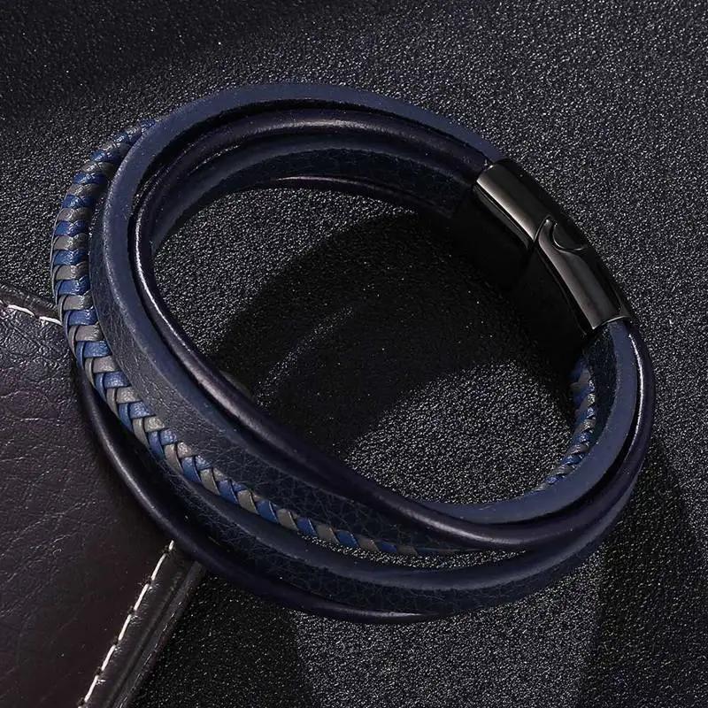 Плетеные кожаные браслеты ручной работы для мужчин и женщин, черный браслет-обертка, новые модные ювелирные изделия в подарок