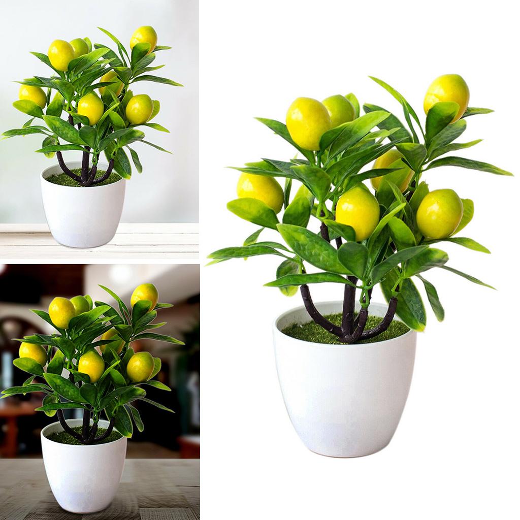 With Basin Artificial Lemon Tree Artificial Potted Flowers False Plant KTY