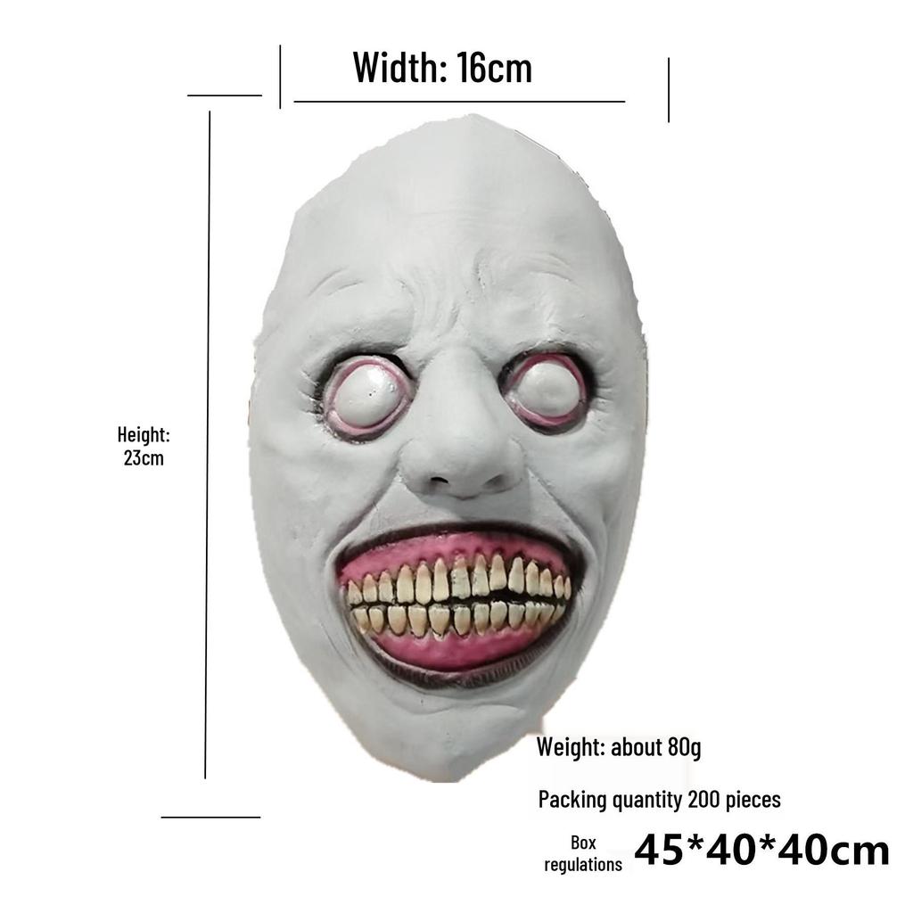 Exorcist Smiling White-Eyed Demon Latex Mask - New Style Halloween COS Horror Headgear