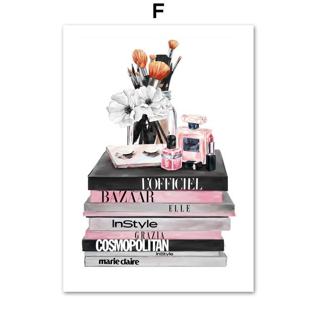 Модная девушка Париж Духи Каблуки Губная помада Макияж Искусство Холст Картина Плакаты на скандинавскую тему и принты Настенные картины Декор в гостиную без рамки