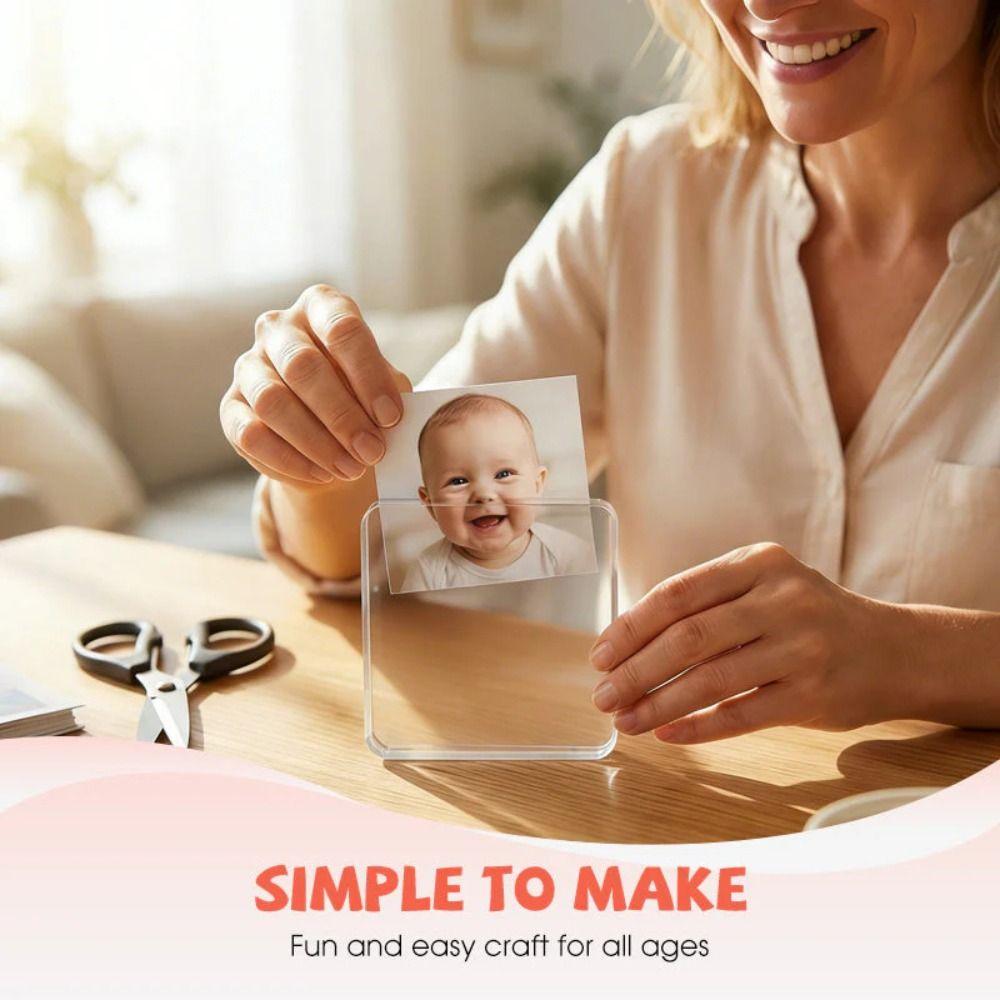 10pcs Clear DIY Fridge Magnet Kit Handmade Acrylic Fridge Magnets Material Kit Home Office Display Transparent Photo Magnets