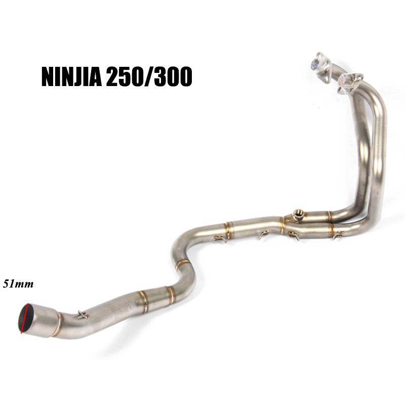 Slip On For Kawasaki Ninja 250/300 Z250/300 2012 - 2017 Motorcycle Exhaust 51MM Stainless Front Link Pipe Escape Moto Muffler