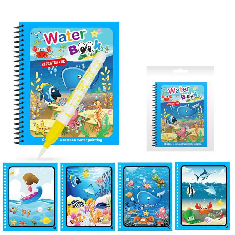Монтессори Игрушки Многоразовая Книжка-раскраска Книжка для рисования волшебной водой для детей Игрушка для малышей Книжка для рисования Развивающие игрушки для детей