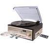 Versos Multi Record Player Cassette CD Radio USB SD External Sound Stereo Brown Wood Style MP9260 [Record Source] Playback/Recordable (Champagne Gold)
