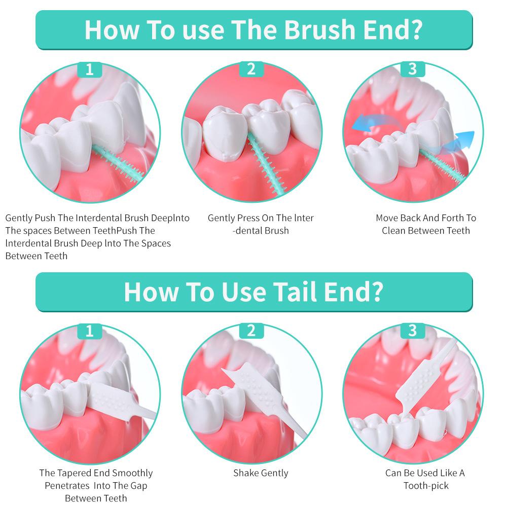 20 ШТ. Модная и простая в использовании мини-зубная нить-щетка, ортодонтическая, с мягкой резиновой щетиной, чистящая щетка, межзубная щетка для чистки полости рта