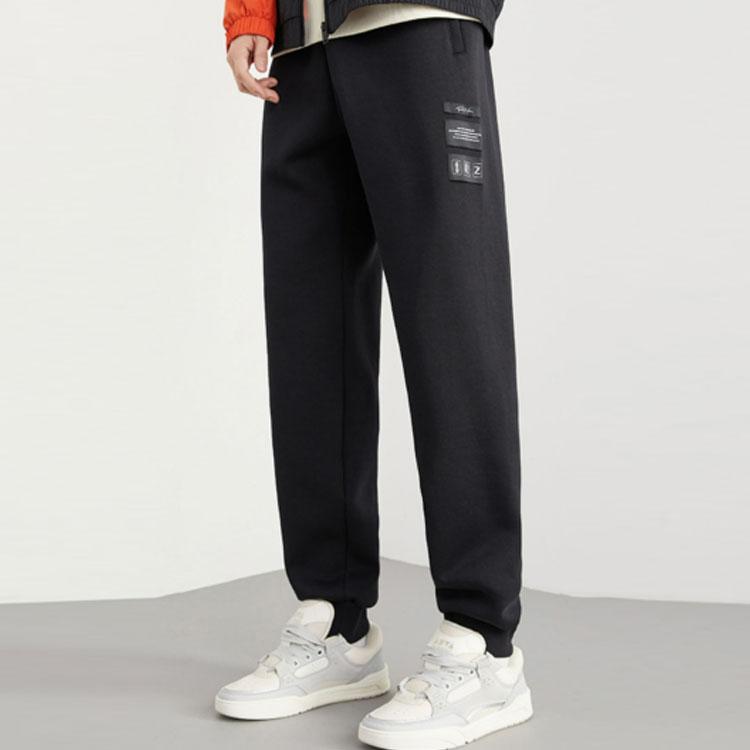 Anta Баскетбольная серия однотонные зауженные трикотажные спортивные брюки с нашивкой в виде букв, мужские низы, черные 152311319-3