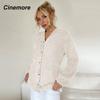 Cinemore Весенне-осенний женский свитер однотонный свободный повседневный открытый карман теплый базовый топ с длинными рукавами и круглым вырезом трикотажная карточка