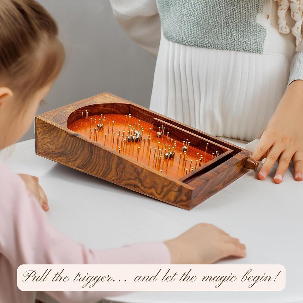 Bagatelle Traditional Wooden Crafted Tabletop Pinball Game | Exclusive Kid's Toys Decor & Gifts (Large)