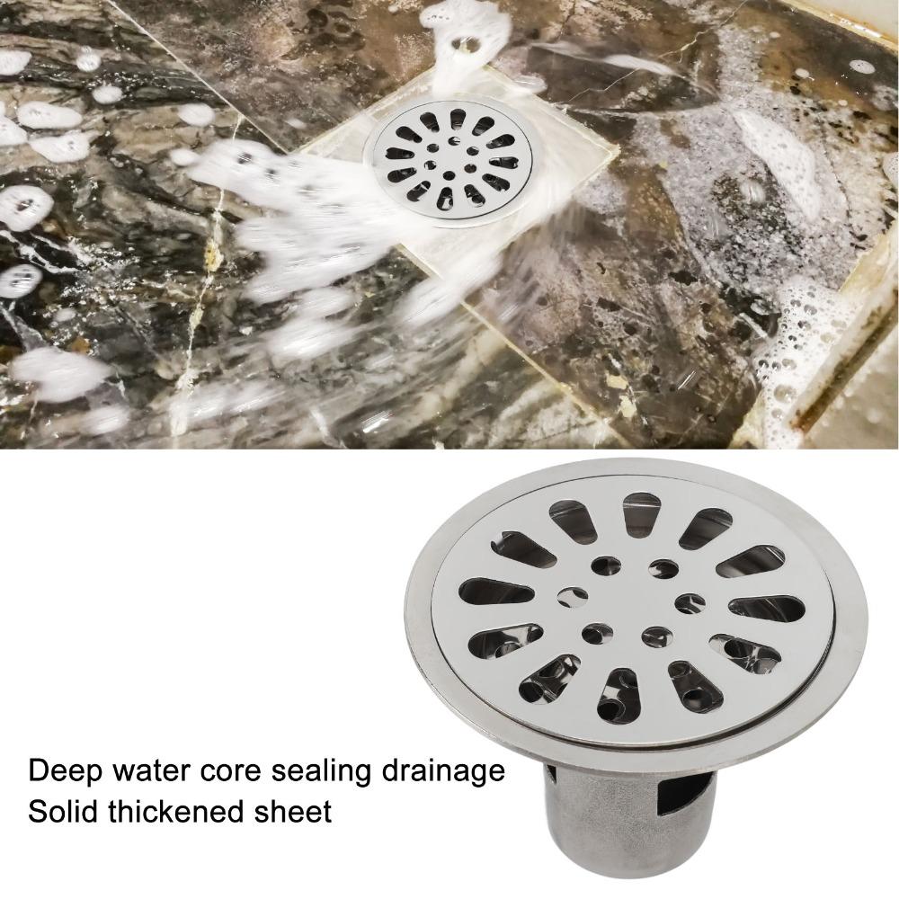 304 Stainless Steel Shower Drain 3.54 Inch Diameter Deep Water Sealing Drain  Washroom