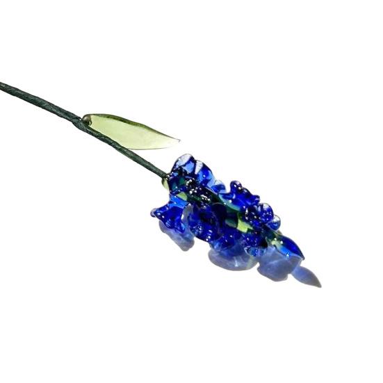 Handcrafted Glass Flower with Wire Stem Hand-Blown Colored Glaze Mini Floral Figurine Decoration Home Living Room Office Table Flower Vase Ornament