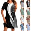 Женское модное повседневное платье с круглым вырезом и коротким рукавом