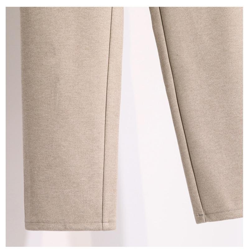 Утолщенные твидовые брюки для женщин, осенне-зимние прямые брюки больших размеров, повседневные брюки