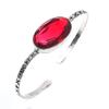 Гранат Драгоценный камень 925 Стерлинговое серебро Манжета Браслет Регулируемый