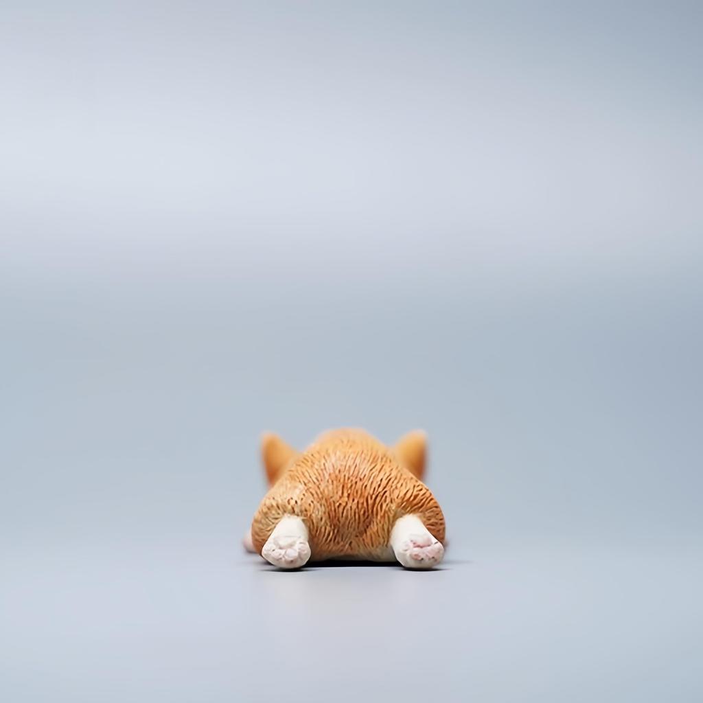 Фигурка спящей собаки корги, милая поза, Корги, Средний размер, Животное, Скульптура, Фигурка, Миниатюра, (Сон на открытом воздухе, Желтый)