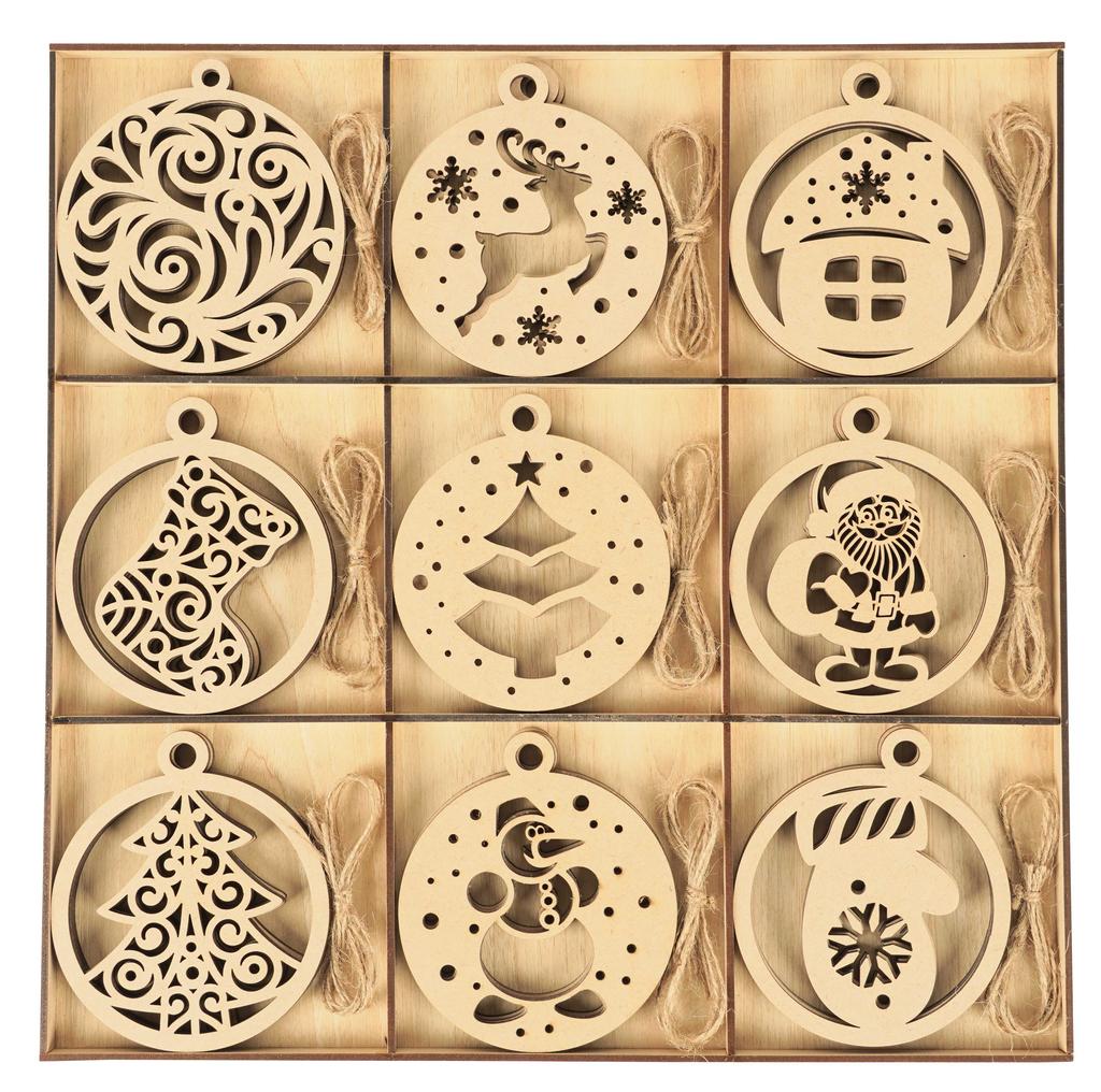 Inkdotpot 18 шт. Рождественские украшения, незаконченные деревянные лазерные вырезы в форме дерева/колокольчика, подвесное украшение