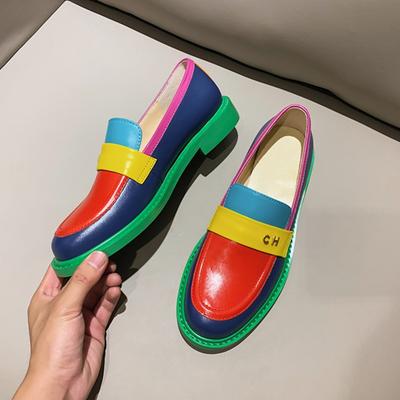 Модные женские лоферы AIYUQI, сочетание цветов, новинка 2025, нескользящие, радужные, женская обувь большого размера, туфли JK, осенняя обувь для девушек