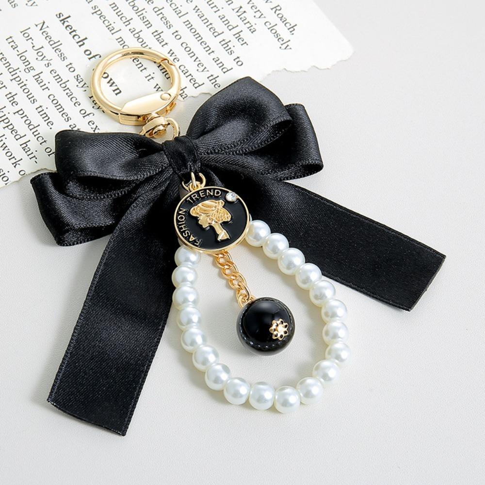 Pearl Chain Bow Key Chain Big Bow Car Key Holder Fashion Car Keychain