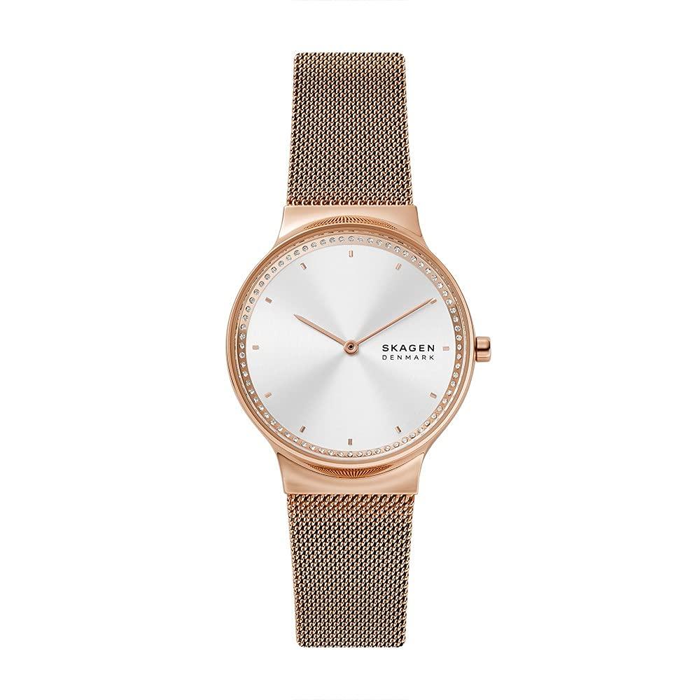 Skagen Freja Quartz Watch with Stainless Steel Rose 16 Women's Strap, Gold, (Model SKW3020)