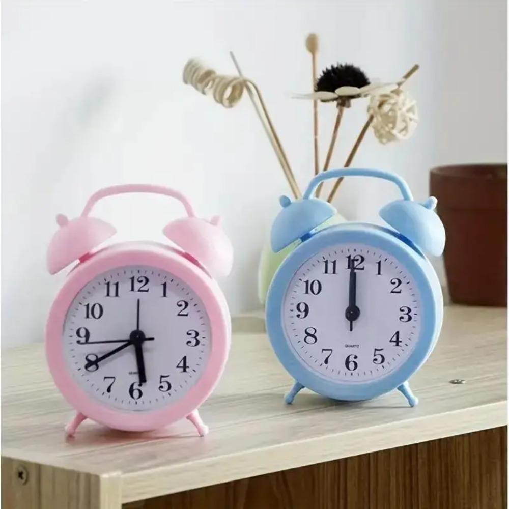 Double Bell Cartoon Alarm Plastic Bedside Clock Creative Small Alarm Clock Student