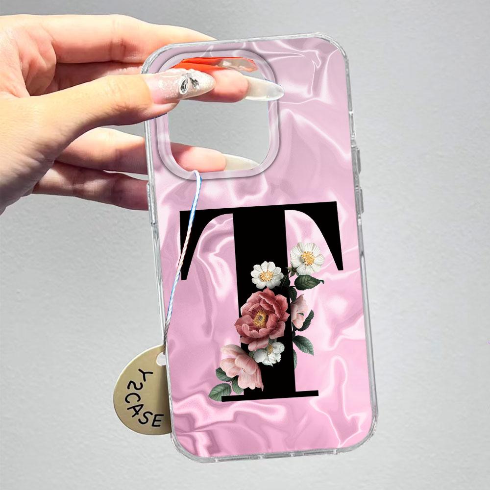 A-Z Черная Буква Пион Цветок Противоударный Чехол для Телефона Для Xiaomi Redmi A5 A3 A4 A1 A2 9A 9C 9 10 Силиконовый Парный Чехол Задняя Крышка