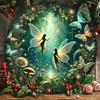 VANRISEN Винтажная круглая металлическая жестяная табличка «Сказочный лес» Фантастическое животное Растение Настенное искусство Детская комната Сад Веранда Декор