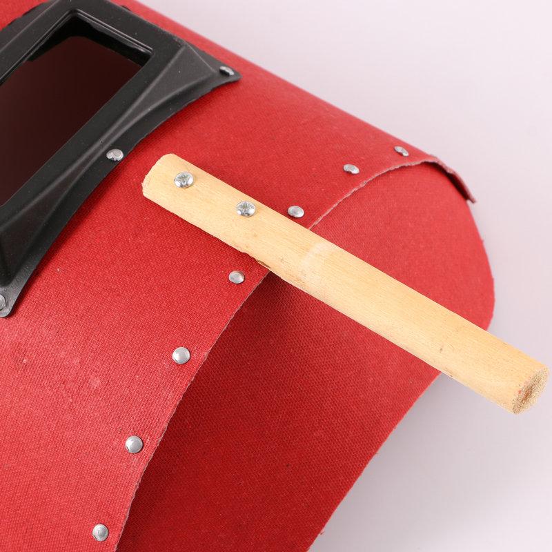 Ручная красная стальная сварочная маска с деревянной ручкой, водонепроницаемым капюшоном и шапочкой для аргонодуговой сварки для защиты сварщика