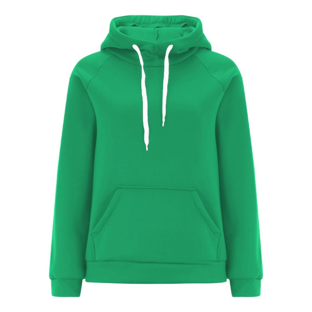 Women's Casual Loose Solid Color Long-sleeved Crewneck Sports Hoodie