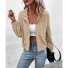 Women S Stand Collar Single Breasted Corduroy Solid Casual Jacket