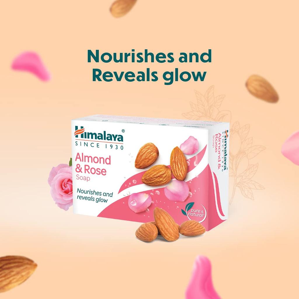 Himalaya Herbals Almond Rose Soap For Soft Skin 125g Pack Of 4 Moisturizing Body Cleanser For All Skin Types