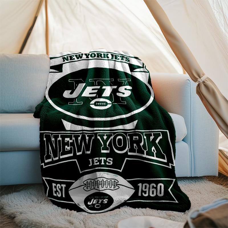 New York Jets logo printed blanket—lightweight,soft,warm;versatile blanket all seasons—perfect as &air-conditioning throw,nap blanket