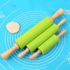 1PC Non-Stick Silicone Rolling Pin Wooden Handle Pastry Dough Flour Roller Kitchen Cooking Baking Tool For Pasta Cookie Dough