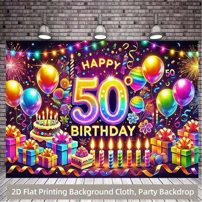 Двумерный фон для фотосессии «Счастливого 50-летия», Светящийся Неоновый Фон для Вечеринки