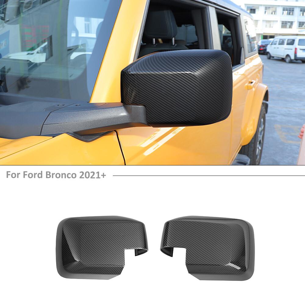 Exterior Side Rear View Mirror Cover Trim Shell For Ford Bronco 21+ Carbon Fiber