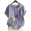Fashionable Women's Short Sleeve Cotton Top with 11 Colorful Floral Designs