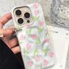 3D текстура Простой Розовый Тюльпан Чехол для Телефона для IPhone 17 16 15 14 13 12 11 ProMax 17Air Элегантный Складчатый Силиконовый Мягкий Чехол Funda