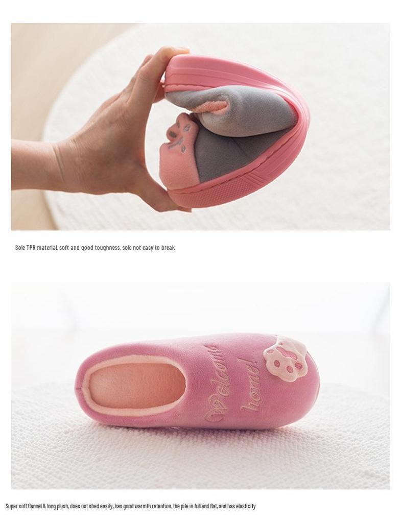 Милые зимние тапочки-котики на удачу для дома - Теплая семейная хлопковая обувь для мужчин, женщин и детей