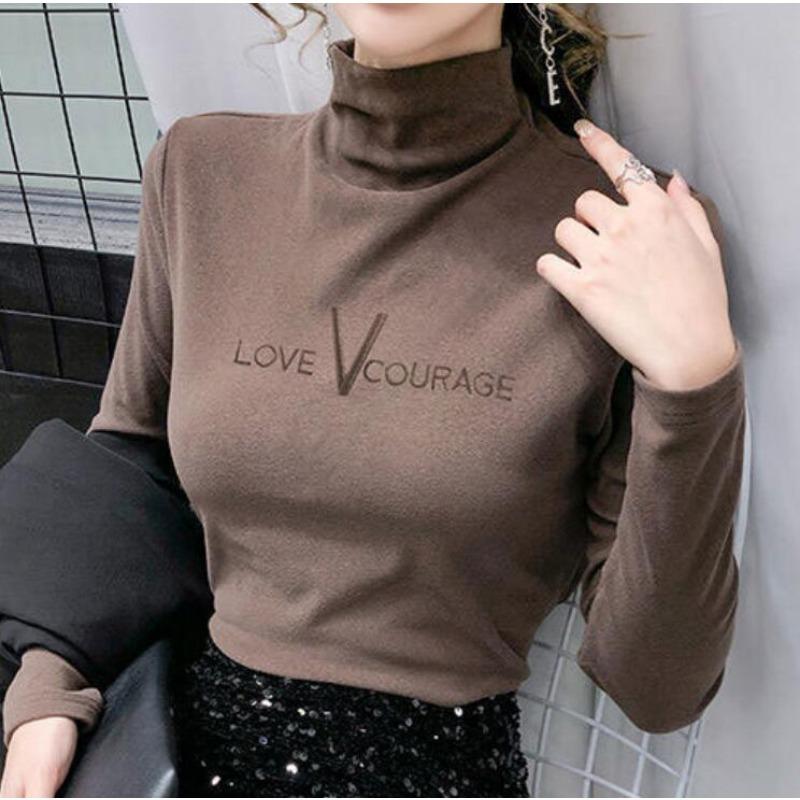 Winter Turtleneck Pullovers Women Warm Thick Bottoming Shirt For Women Warm Blouse Winter