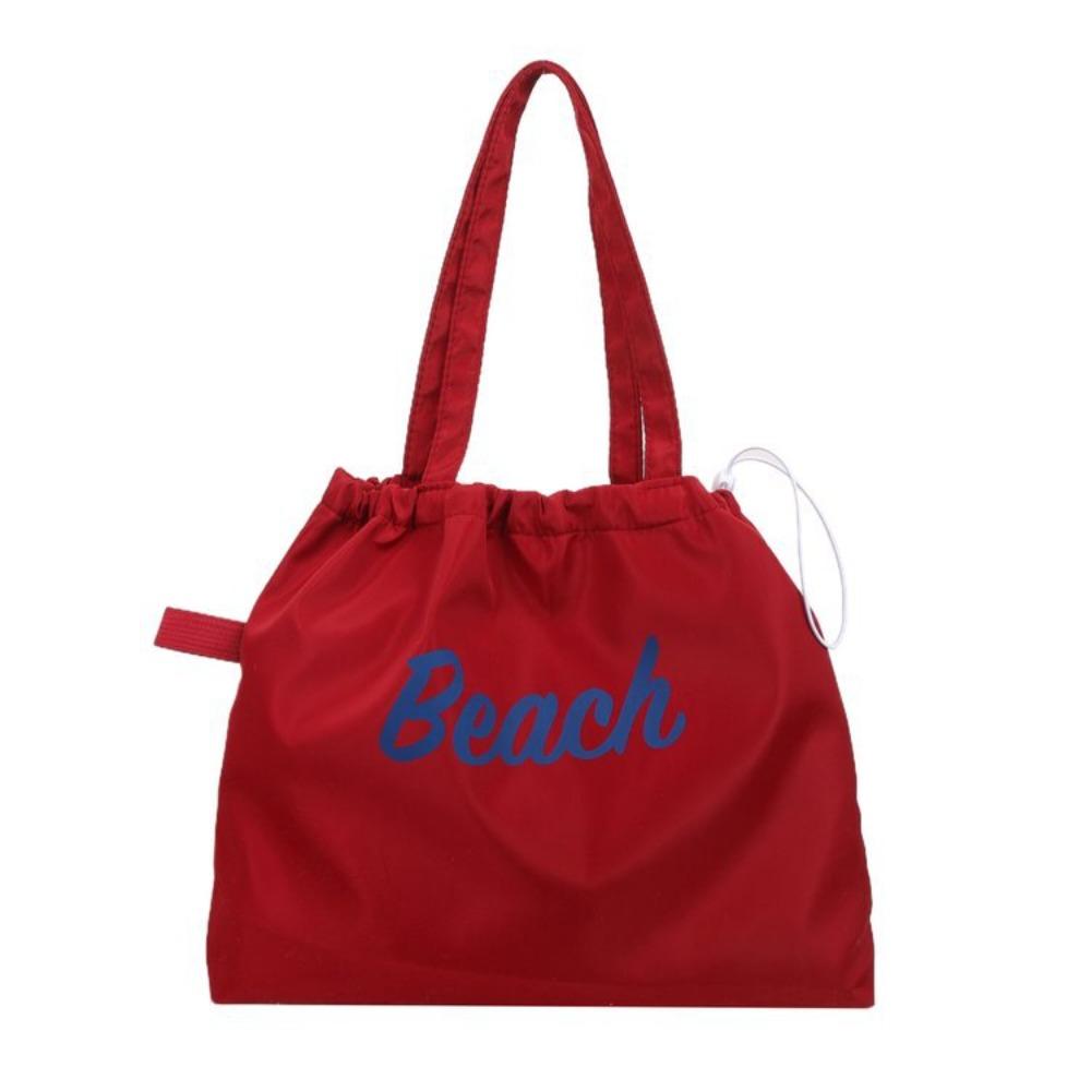 Вместительная сумка-тоут на кулиске, холщовая сумка с принтом букв, повседневная нейлоновая сумка через плечо для ежедневного использования