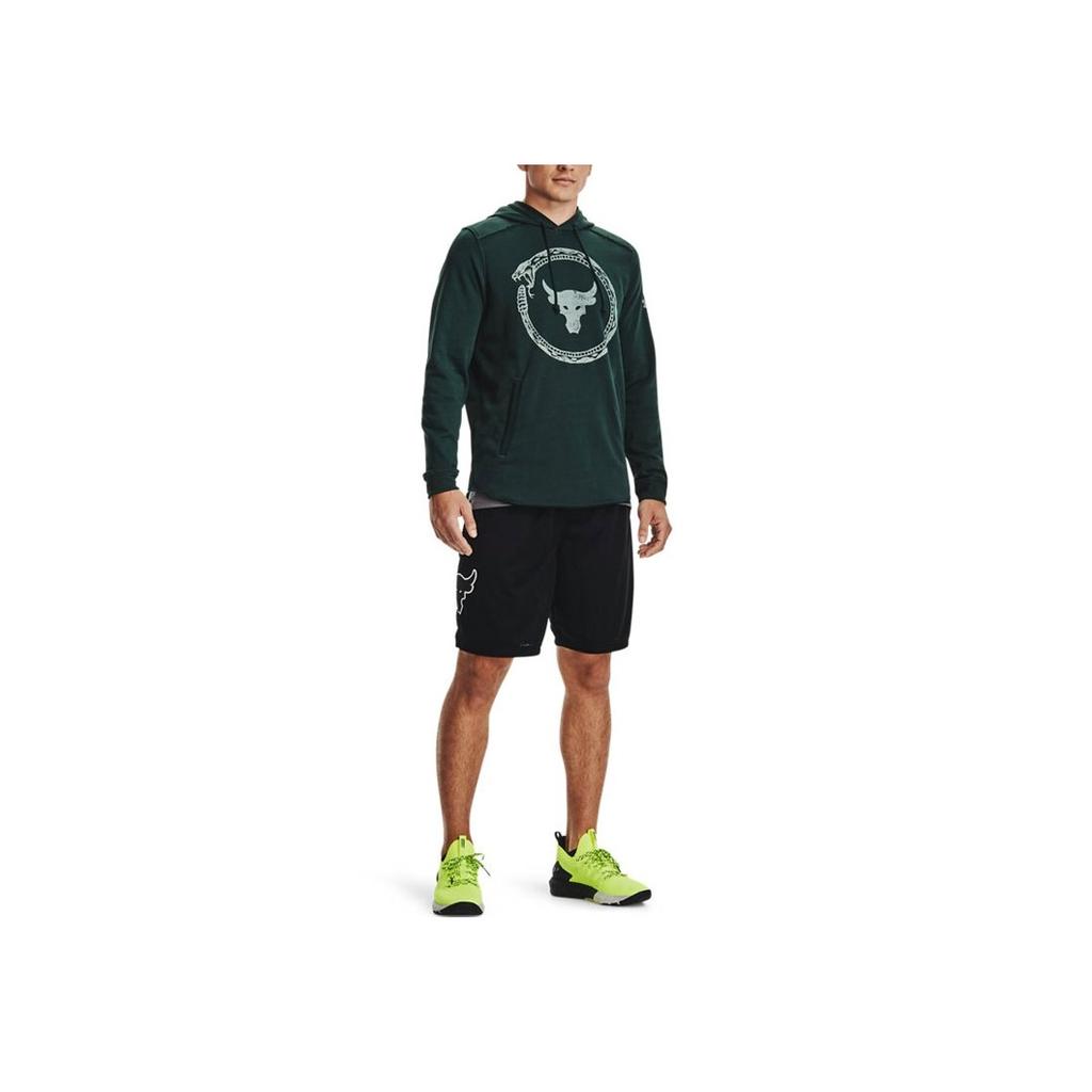 Under Armour Project Rock Johnson Logo Print Training Hoodie Men Hoodies Green 1361747-384