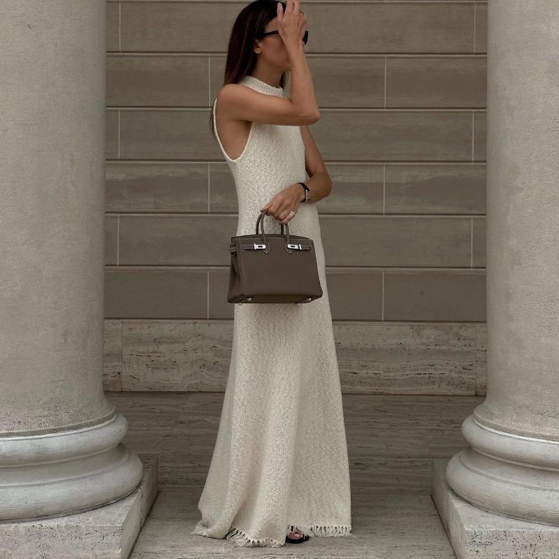 Knit Tassel Sleeveless Dress For Women Slim High Waist Casual Streetwear Ladies Knitwear Summer 2023 Holiday Beach Dress