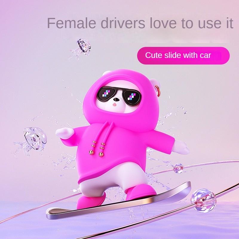 Приборная панель автомобиля украшения скейтборд медведь раздвижной медведь движущийся медведь креативный автомобиль мультяшное украшение интерьера